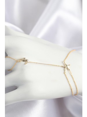 Zenvia Pirinç Zirkon Taşlı Deniz Atı ve Yıldız Model Gold Renk Şahmeran ZNV-EBJT4377