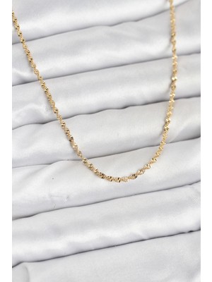 Zenvia cm 14K Gold Renk Ezme Burgu Zincir Model 60 cm Kadın Kolye ZNV-EBJT4377