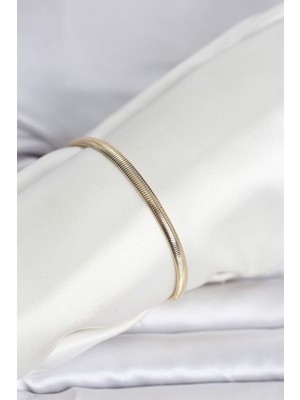 Zenvia cm 14K Gold Renk Yassı Yılan Zincir Model Kadın Bileklik ZNV-EBJT4377