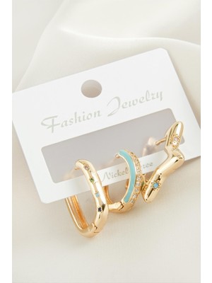 Zenvia 3 Adet Yıldız Zirkon Taşlı Küpe ZNVBJTR-23577