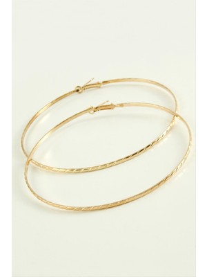 Zenvia Çizgili Metal Halka Küpe 8-9-10 cm ZNVBJTR-23577