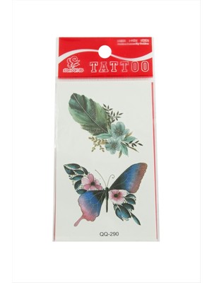 Zenvia Kelebek Yaprak Tattoo Dövme Sticker ZNVBJTR-23577