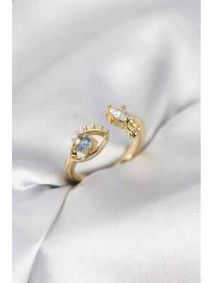 Shopwave Gözyaşı Model Gold Renk Zirkon Taşlı Kadın Yüzük