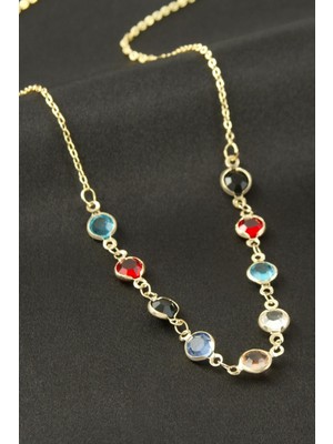 Die Grup Yuvarlak Kristal Taşlı Kolye