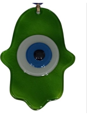 Zenvia Nazar Boncuklu Yağ Yeşili Renginde Fatma Ana Bereket Eli Cam Duvar Süsü ZNV325-ETT