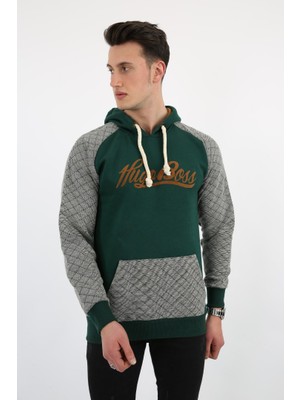 Datatek Üç Iplik Şardonlu Kapşonlu Kanguru Cepli Baskılı Erkek Günlük Sweatshirt