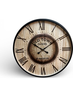 Mars Concept 45 cm Ahşap Görünümlü Duvar Saati – Roma Rakamlı Vintage Duvar Saati