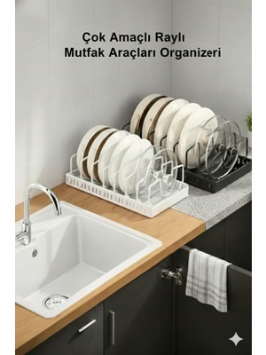 TncPatiShop Çok Amaçlı Raylı Düzenleyici Baharatlık&tava&tencere ve Tezgah Altı&üstü Organizer