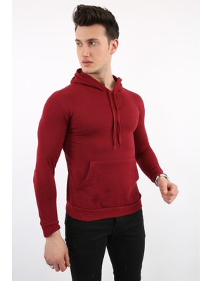Renklime Iki Iplik Kapşonlu Kanguru Cepli Erkek Günlük Sweatshirt
