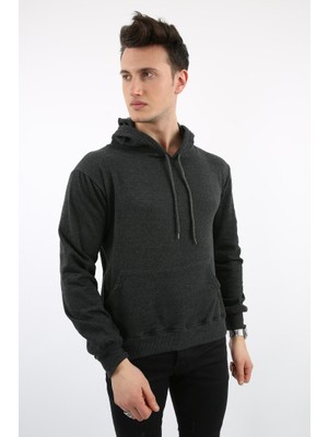 Renklime Iki Iplik Kapşonlu Kanguru Cepli Erkek Günlük Sweatshirt
