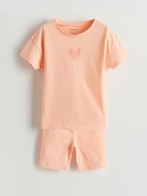 Lc Waikiki Yeni Sezon Bisiklet Yaka Baskılı Kız Bebek Şortlu Pijama Takımı