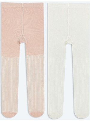 Lc Waikiki Yeni Sezon Çizgili Kız Çocuk Külotlu Çorap 2'li