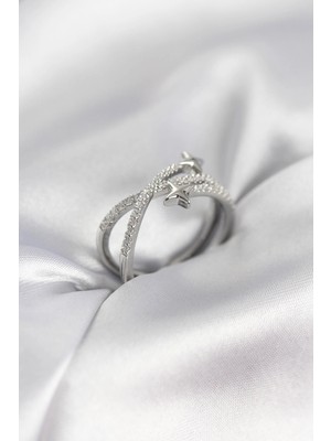 İsmiyle Al Gümüş Renk Zirkon Taşlı Halley Model Kadın Yüzük