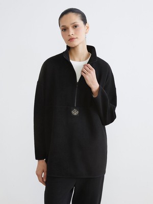 Lc Waikiki Yeni Sezon Dik Yaka Nakışlı Polar Kadın Sweatshirt Tunik