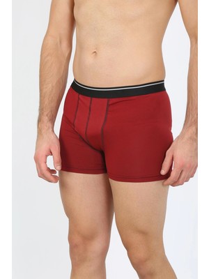 Erkek Pamuk Likralı Boxer Bordo