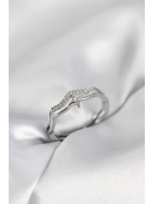 Shopwave Minimal Yıldız Model Gümüş Renk Zirkon Taşlı Kadın Yüzük