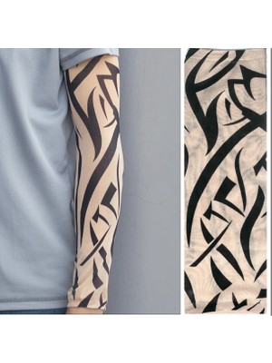 Zenvia Giyilebilir Kol Dövmesi Çorap Dövme 3D Baskılı Kol Bacak Dövme 2 Adet Model 7 (4887) ZNVA-GO31