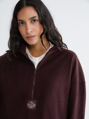 Lc Waikiki Yeni Sezon Dik Yaka Nakışlı Polar Kadın Sweatshirt Tunik