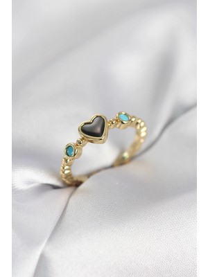 Shopwave Gold Renk Hematit Taşlı Kadın Yüzük