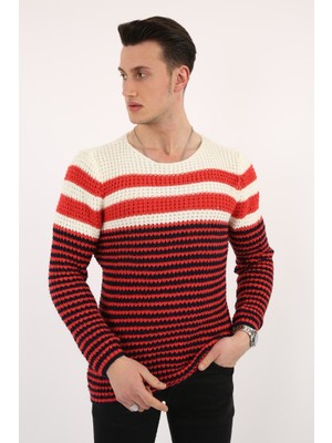 Datatek Desenli O Yaka Kalın Erkek Günlük Triko Kazak