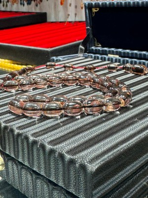 Septemmart Ip Yolları Sürmeli Ateş Kehribar Tesbih 8X11 mm Kapsül Kesim