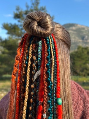 Örük Evi Afrika Örgülü Rasta Saç Tokası – El Yapımı Bohem Etnik Aksesuar