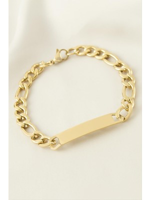 İlkyaz Fashion Künye Çelik Bileklik (Isim Yazılabilir) 4 cm