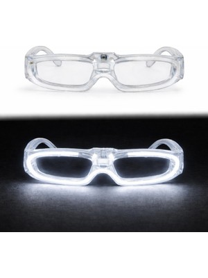 Zenvia Beyaz LED Işıklı Parti Gözlüğü 3 Modlu – Glow - Gece Eğlence Gözlüğü (4887) ZNVA-GO314