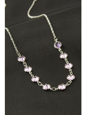 Marsilyan Yuvarlak Kristal Taşlı Kolye