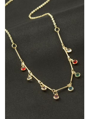 Marsilyan Yuvarlak Kristal Taşlı Kolye