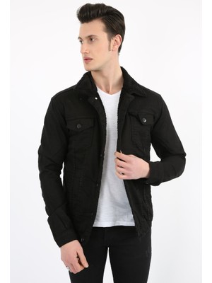 Datatek Içi Kürklü Çıtçıt Düğmeli Kalın Spor Erkek Günlük Kot Mont