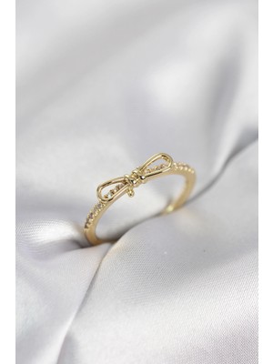 İsmiyle Al Fiyonk Model Zirkon Taşlı Gold Renk Kadın Yüzük