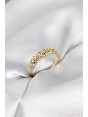 Shopwave Motif Desenli Gold Renk Zirkon Taşlı Kadın Yüzük