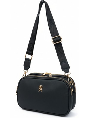 Hegef Shoes Kadın Siyah Üç Bölmeli Ayarlanabilir Çapraz Askılı Çanta