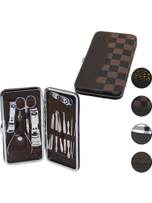 Zenvia 12 Pcs - Gümüş Manikür - Pedikür Seti Renkli Desenli - Cüzdan Modeli Çantalı (4887) Znv