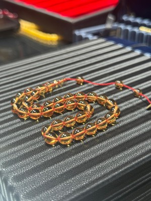 Septemmart Şeffaf Sarı Ateş Kehribar Tesbih 6x9 mm Şeffaf Delim Usta Imzalı