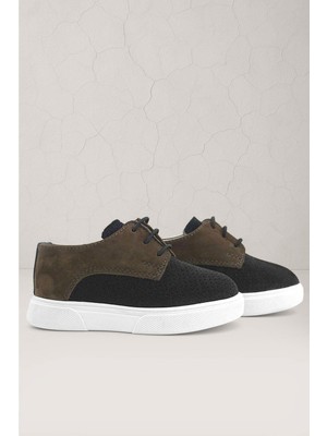 Xo Kids Rakerplus Hakiki Deri Siyah Kahve Lastikli Erkek Çocuk Günlük Ayakkabı