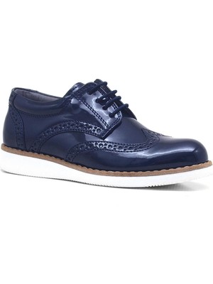 Xo Kids Rakerplus Lacivert Rugan Bağcıklı Erkek Klasik Ayakkabı