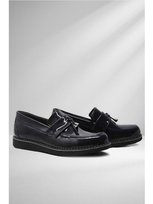 Xo Kids Rakerplus Siyah Rugan Loafer Çocuk Okul Ayakkabı