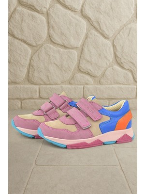 Rakerplus Hakiki Deri Pembe Çocuk Sneakers Spor Ayakkabı