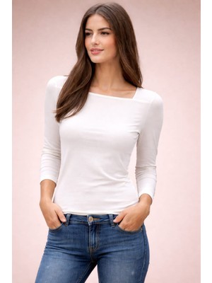Boutique Moonlight Kare Yaka Uzun Kollu Basic Bluz
