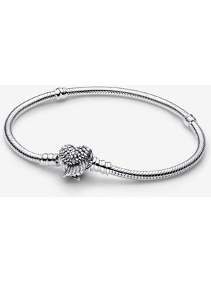 Pandora Kalp Kanatlı Tokalı Yılan Zincir Bileklik 925 Ayar Gümüş