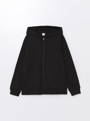 Lc Waikiki Yeni Sezon Kapüşonlu Basic Uzun Kollu Kız Çocuk Fermuarlı Sweatshirt