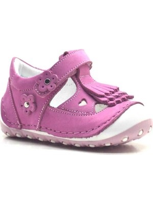 Xo Kids Nino Hakiki Deri Açık Pembe Cırtlı Yazlık Ilk Adım Ayakkabı