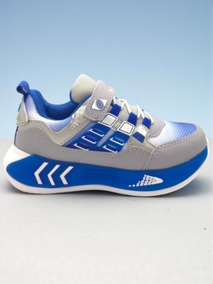 Ellaboni Erkek Çocuk Mavi Gri Yumuşak Comfort Taban Terletmez Triko Spor Ayakkabı Sneaker