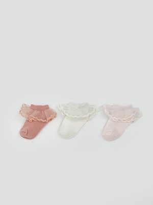 Lc Waikiki Yeni Sezon Tüllü Kız Bebek Patik Çorap 3'lü