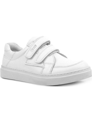 Xo Kids Rakerplus Hakiki Deri Beyaz Cırtlı Genç Erkek Spor Ayakkabı