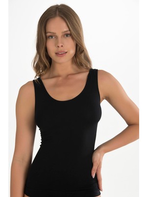 Zenvia  Geniş Askılı Siyah Ribana Atlet