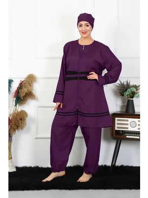 Büyük Beden Tesettür Mayo Mor