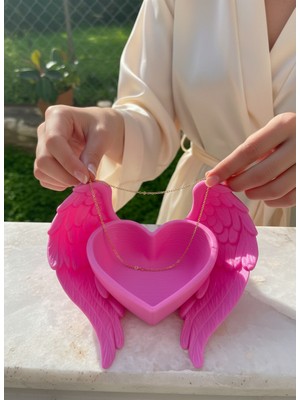 GursoLab Kanatlı Kalp Tasarımlı Dekoratif Takı & Anahtarlık Tabağı